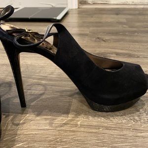 NEVER WORN SAM EDELMAN black sling back platform heels